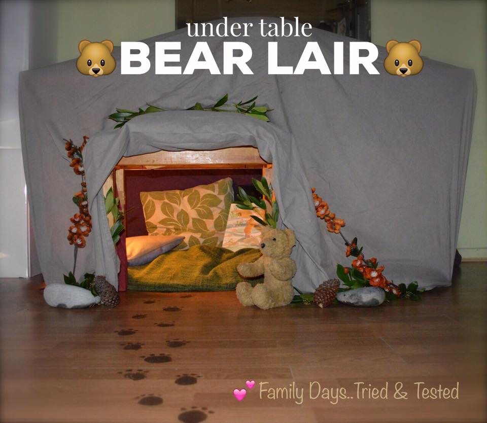 Under table bear lair den