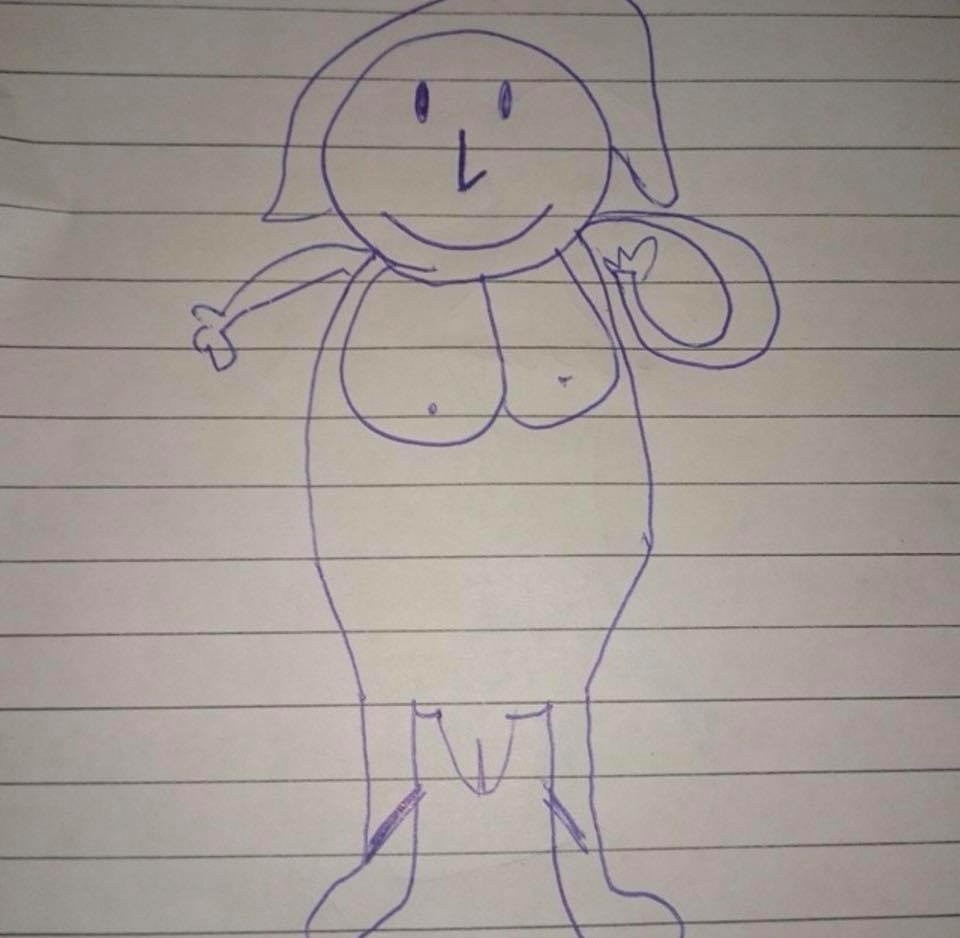 My daughter drew a picture of me in the shower. I think I need to get a vagina designer.