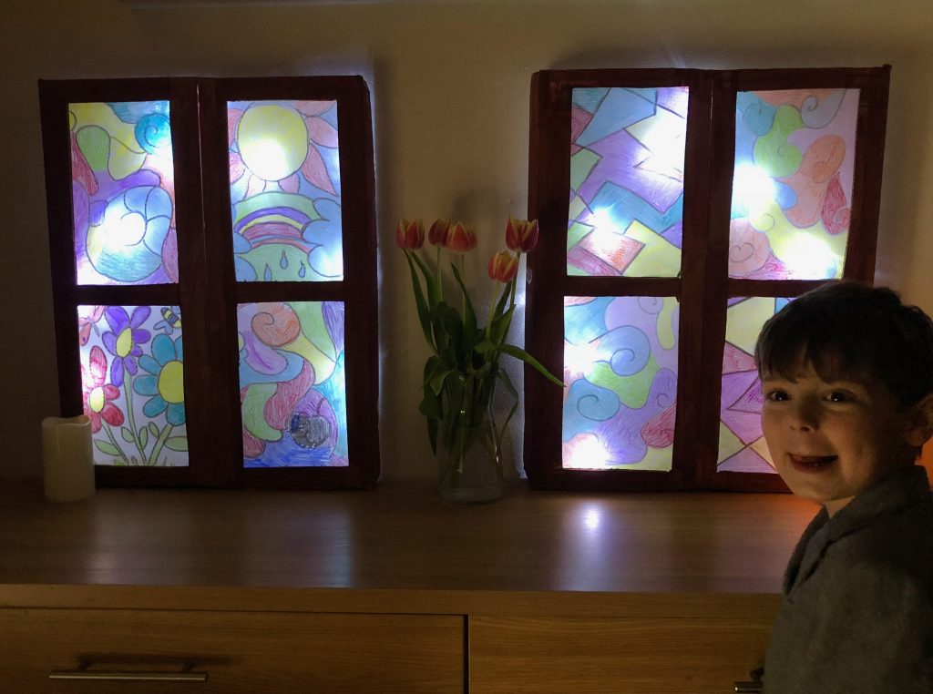 Homemade stained glass windows